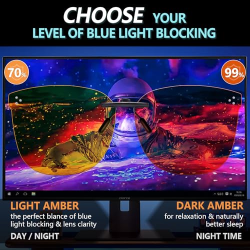 Image of DreamCalf 2 Pack Clip On Blue Light Blocking Glasses Improve Sleep Fit over Prescription Glasses for Women Men