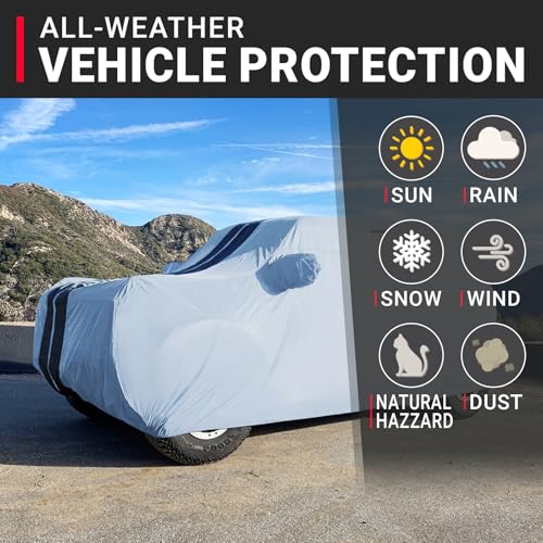 Image of iCarCover Premium SUV Cover for 2022-2026 BMW iX Heavy Duty Waterproof All Weather Automobiles Custom Fit Full Exterior Indoor Outdoor UV Snow Rain Protection Covers (Stripe - Gray /Black)