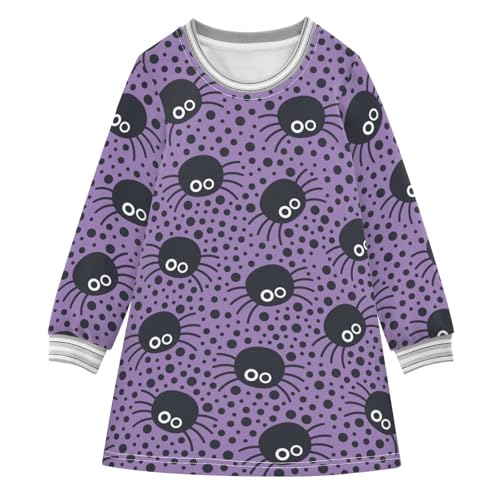 Spider Spot Girls Dresses Long Sleeve Sweatshirt Dress for Girls Winter Toddler Casual A Line Dresses Size 2-8T