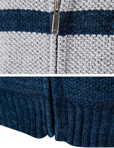 Image of Kinkia Men's Zip Up Hoodies Casual Long Sleeve Full Zipper Sherpa Fleece Lined Knit Cardigan Sweater Jacket with Pockets
