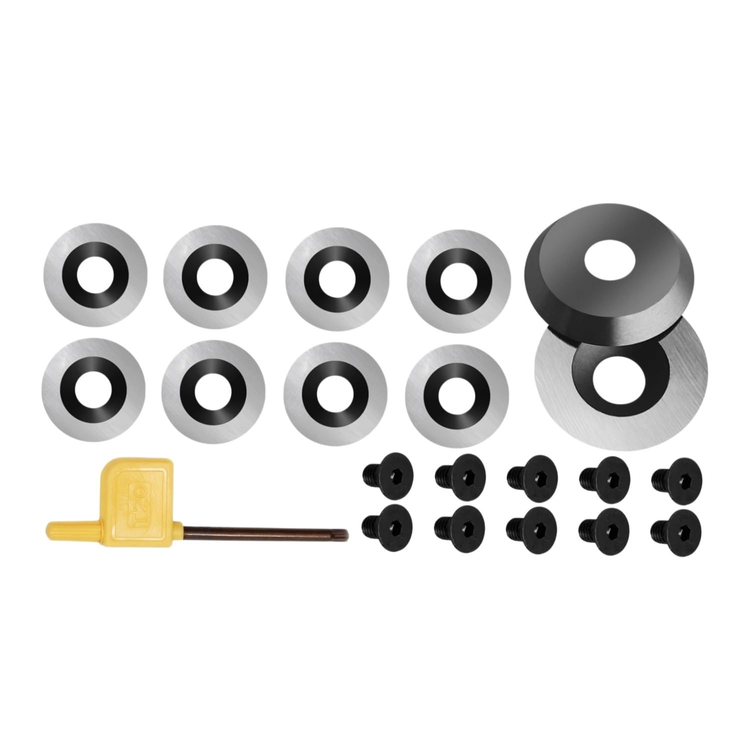 21pcs/Set Carbide Inserts Round Cutters for Woodturning, Precision Replacement Lathe Hollowing Blade(16mmx3mm)