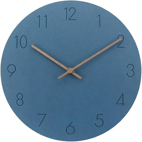 Reloj de pared Reloj de pared silencioso sin tictac de 12 pulgadas, funciona con pilas, reloj decorativo de madera de estilo moderno y simple para