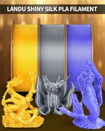 Image of LANDU Silk PLA Filament 1.75mm Gold 1KG, 3D Printer Filament Dimensional Accuracy + /- 0.02mm, 1kg Cardboard Spool(2.2lbs), Neatly Wound 3D Printing Filament Fits for Most FFF 3D Printers, Gold