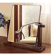 Amazon.co.jp: 卓上ミラー 木製 鏡 大きい スタンドミラー 卓上 木