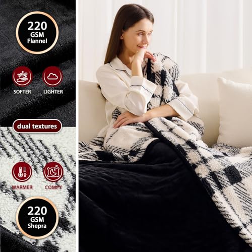 JKMAX Heated Electric Blanket Queen Size - 84"x90" Flannel Heating Blanket with 10 Heating Levels & 5 Time Settings Over-Heat Protection, Winter Warmer for Adults with ETL Certification(Black)