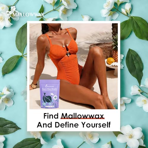 Image of Mallowwax Hard Wax Beads, 1lb Low Temp Stripless Wax For Sensitive Skin, For Coarse And Short Hair, Bikini, Underarms, Legs And Body