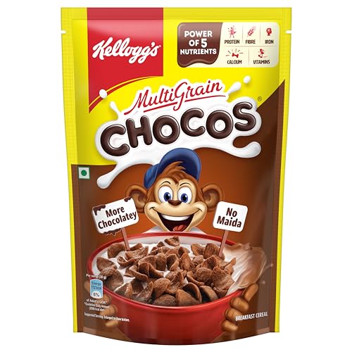 Kellogg's Multigrain Chocos, 385G | Multigrain Energy, More Chocolatey | No-Maida | Power Of 5 Nutrients Protein, Fibre, Iron, Calcium, Vitamins | Kids Breakfast Cereal