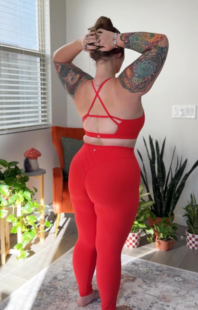 Aoxjox Women's Workout Velura Leggings High Waisted Hidden Scrunch PlushFlex™ Buttery Soft Yoga Pants 26" - Image 2