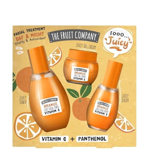 SET TRATAMIENTO FACIAL JUICY SKIN NARANJA VITAMINA C TÓNICO + CREMA + SERUM THE FRUIT COMPANY