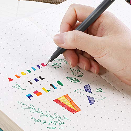 Fineliner Color Pens Set - Fine Point Pen Set, 10 Packs, 0.38 MM Fineliner Pens for Noting/Writing/Drawing/Coloring