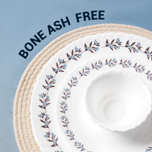 Image of Treo by Milton Opalware Aurelia Lavelle Dinner Set of 35 | Serving for 6 | Microwave & Dishwasher Safe | Bone-Ash Free | Tempered Toughness | Plates, Bowls, Spoons | Crockery Set for Dining & Gifting