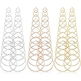 36 Pairs Silver Rose Gold Hoop Earrings for Women Stainless Steel Big Medium Small Loop Earrings Set Pack Classic Circle Round Eardrops Set(Gold, Silver, Rose Gold)