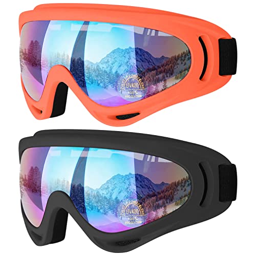 Image of COOLOO Ski Goggles, 2 Pack Snow Goggles Snowboard Goggles for Men Women Kids - UV Protection Foam Anti-Scratch Dustproof