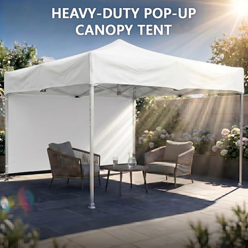 Image of OUTO Heavy Duty Gazebo Tent 10x10 ft | 23.75 Kg Strong Frame | UV Protection Foldable Pop-Up Canopy Tent with 3 Side Open | Outdoor Folding Tent for Garden, Terrace, Events & Promotional Use (White)