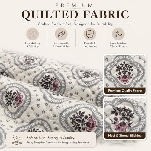 Image of Nendle Printed Holland Velvet Cushion Covers Set of 5, 16 x 16 Inches (40 x 40 cm), Decorative Sofa Cushion Cover with Zipper Closure, Floral Geometric Abstract Bohemian Designs, Multicolor