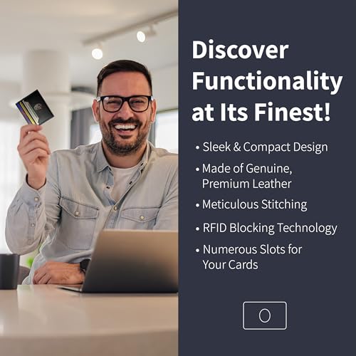 6 Card Minimalist Wallet for Men & Women - Genuine Leather Ultra Thin Black Credit Card Holder - Compatible with Amex Cards4