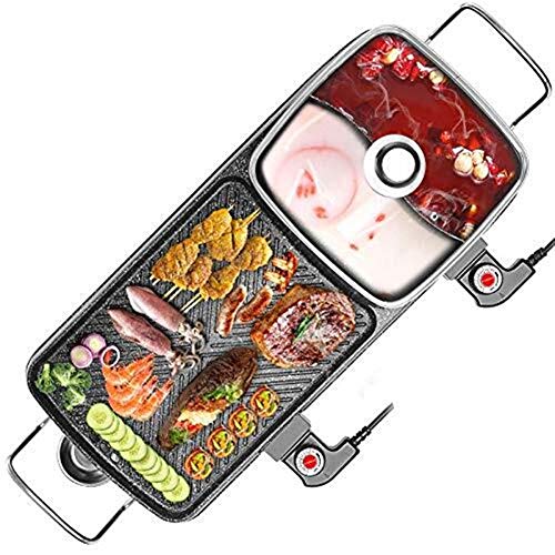 AZHom Electric Grill, Household Grilled Fish Plate Multi-Function Two-in-one Electric Hot Pot Barbecue Shabu-shabu, Barbecue 2200W