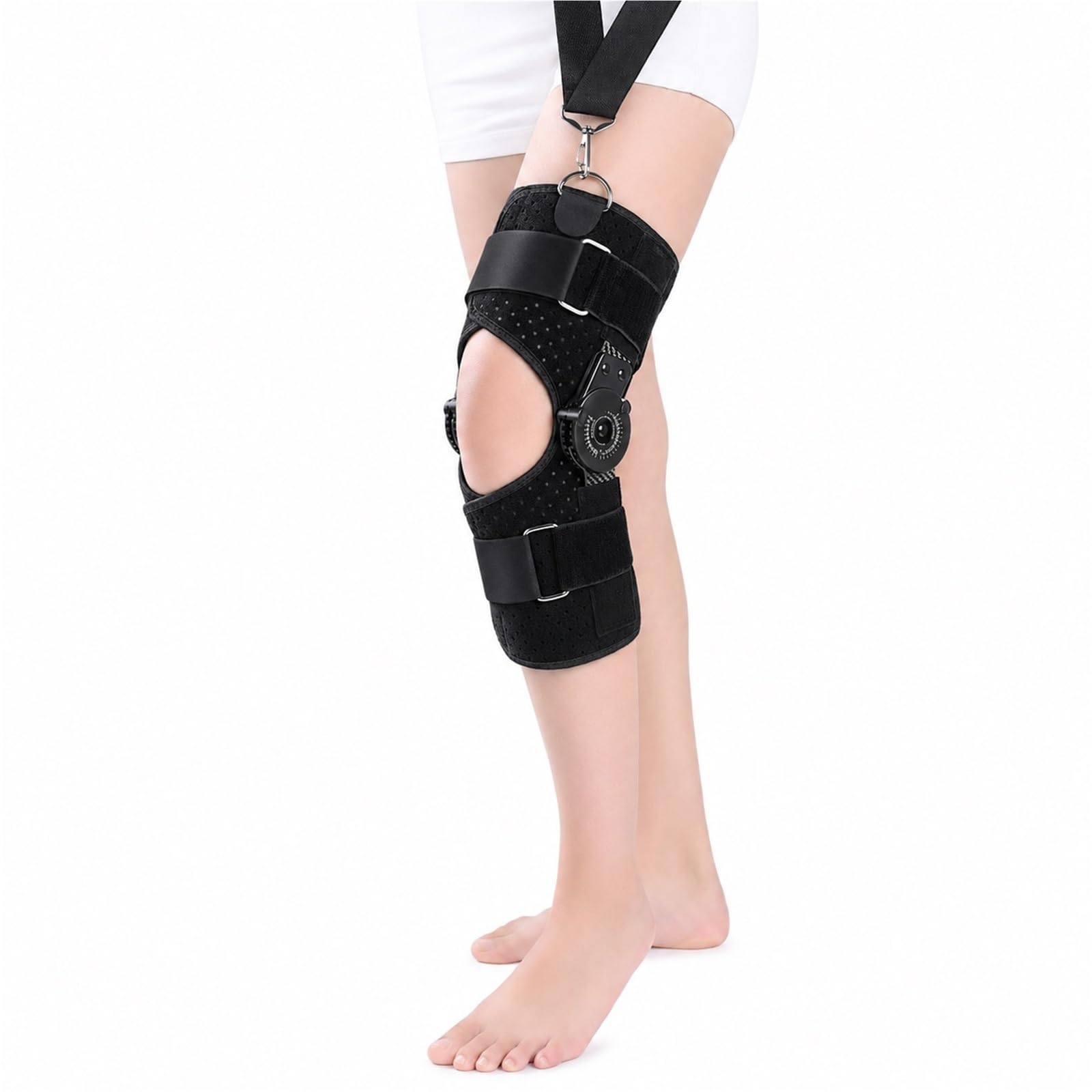 Rodillera Articulada Ajustable de 0 a 120 Grados Férula Ortopédica para Soporte de Rodilla Lesiones de Ligamentos Menisco y Recuperación Postoperatoria para Hombre y Mujer(L)