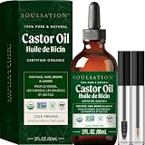 SOULSATION Organic Castor Oil for Eyelashes, Hair & Skin (2oz with Eyelash Kit) | 100% Pure, Natural Cold Pressed