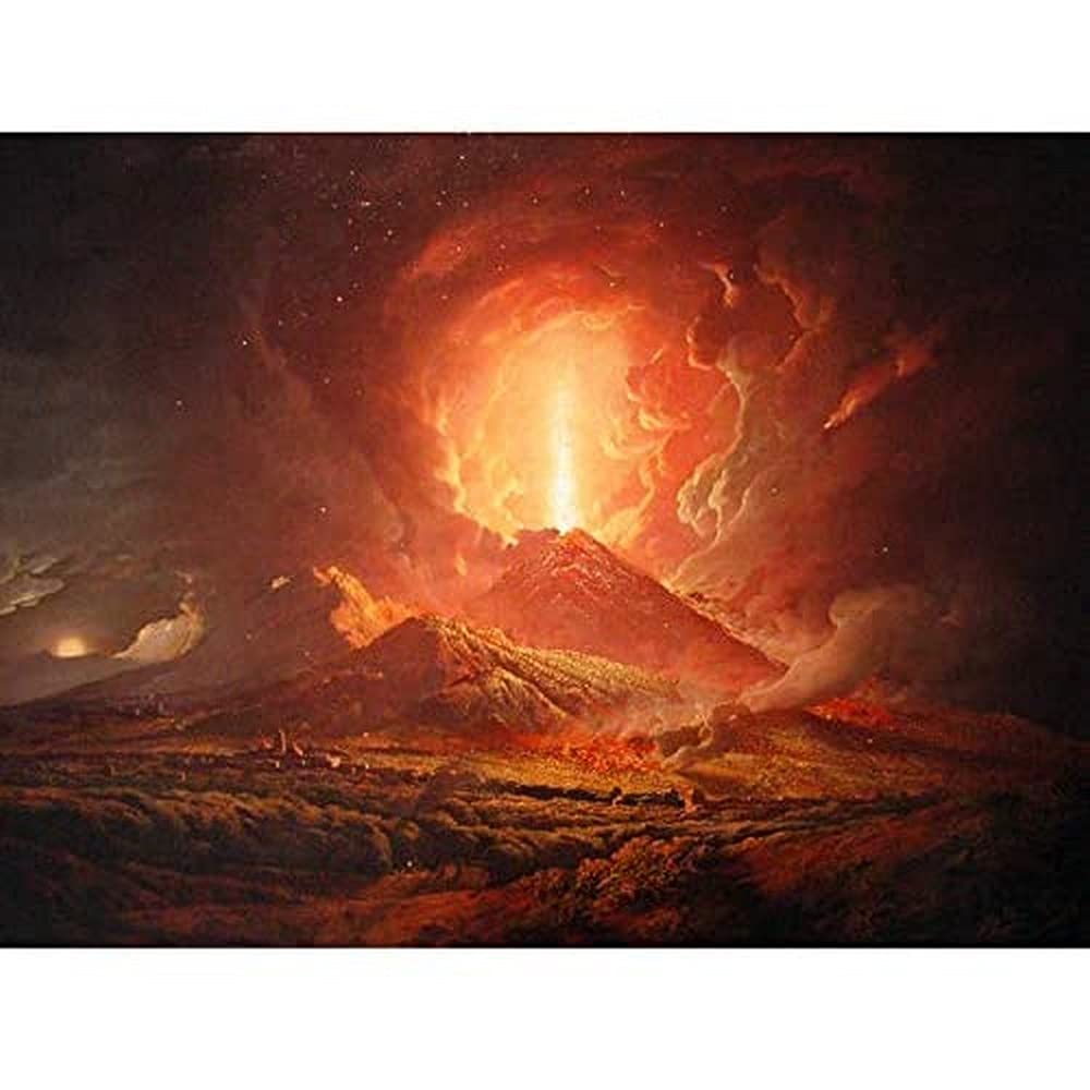 Wright Derby Volcano Vesuvius Portici Eruption Painting Art Print Canvas Premium Wall Decor Poster Mural