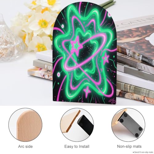 Sujetalibros de galaxia para evitar caídas de libros en estanterías de madera 5