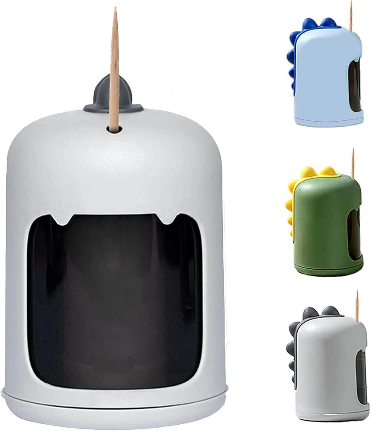 SYOSI Toothpick Holder - Automatic Dispenser With Cute Dinosaur Design for Teething Cleaning, Portable (Grey)