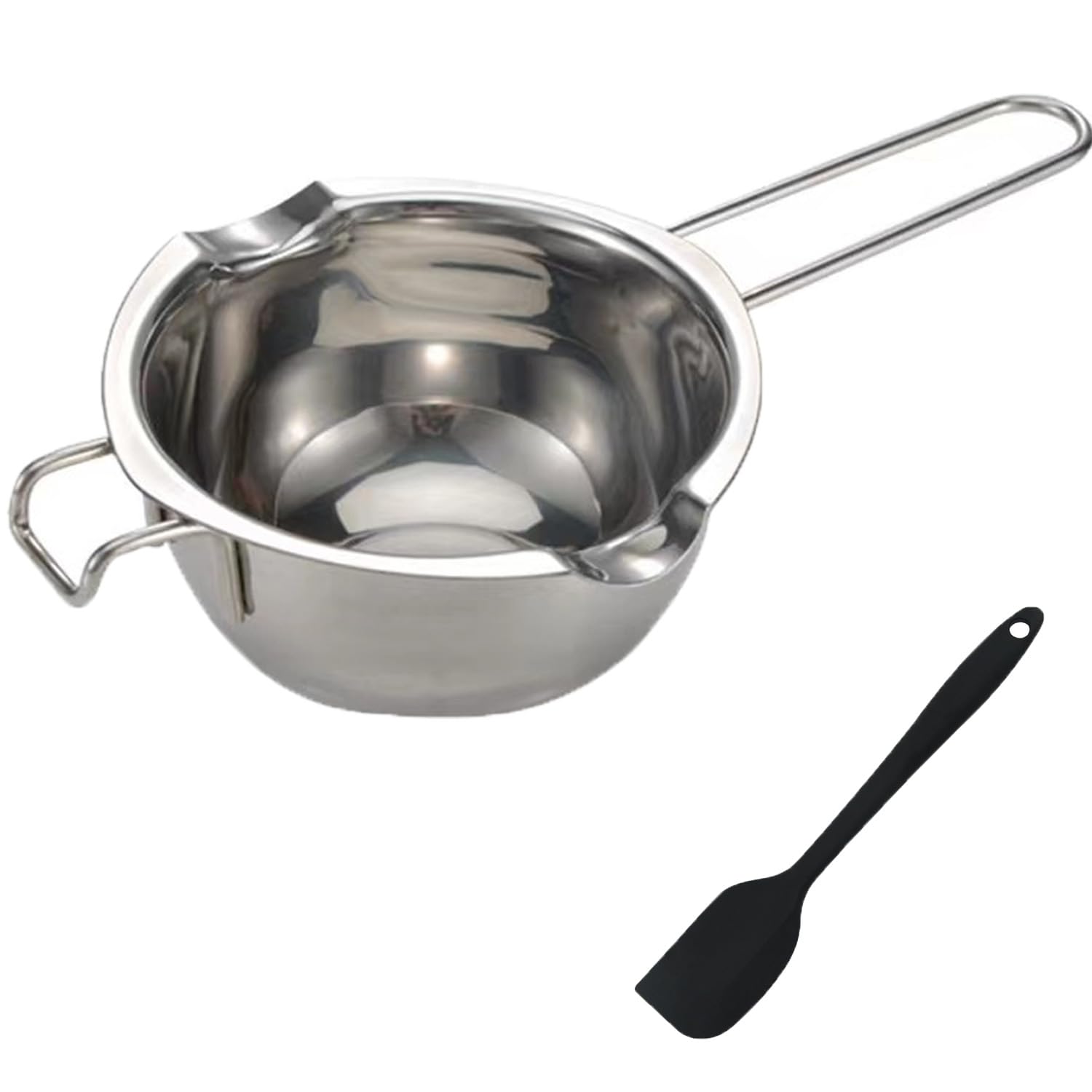 1 Stück Wasserbad Schmelzschale, 1 Stück Schwarz Spatula, Schokolade Zum Schmelzen, Chocolate Melting Cup, 304 Stainless Steel Water Bath, Zum Schmelzen Von Schokolade, Butter Und Milch Heizung