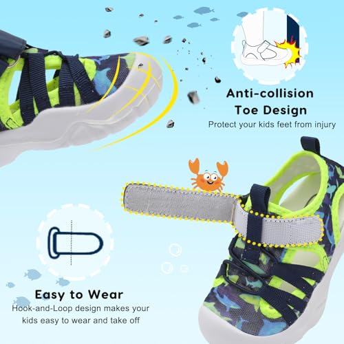 Image of JOINFREE Toddler Boys Girls Water Shoes Breathable Qucik Dry Sport Beach Sandals Lightweight Barefoot Flexible