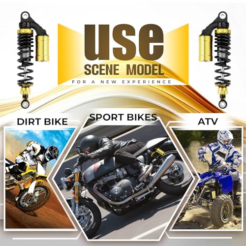 Image of Universal 320 mm motorcycle shock absorber - Rear suspension - 2 sets - 12.5 inches - Compatible with Gokart, Honda, ATV, CB, Yamaha Gokart (Black Gold).