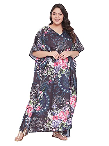 Image of Oussum Women Kaftan Plus Size Polyester Summer Lightweight Caftan Swimsuit Cover Ups Maxi African Mumu Lounge House Dress