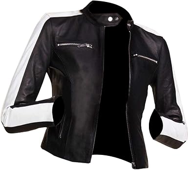 black white leather jacket