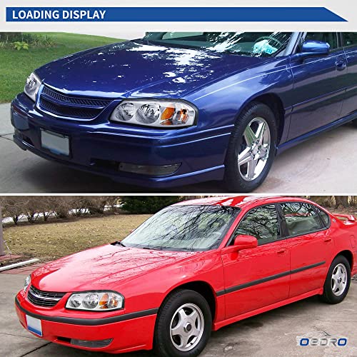 Image of OEDRO Headlights Assembly Compatible with 2000-2005 Chevy Impala Replacement Headlamp Chrome Housing Clear Lens Amber Reflector
