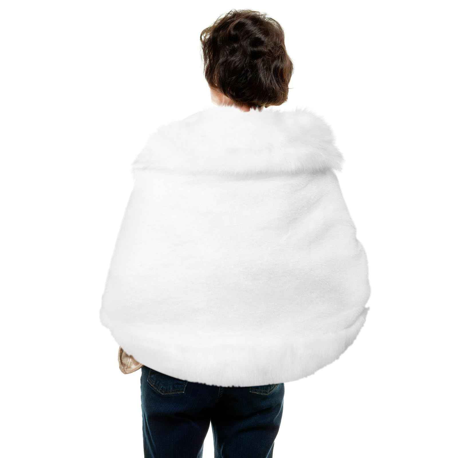 DECHOUS Chal Capa Elegante y Cálida Boda Invierno de Felpa Blanco para Mujer para Fiesta Nupcial y Vestido de Novia