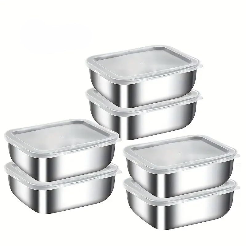 Stainless Steel Food Storage Containers Set of 6 with Leakproof Transparent Lids Stackable Lunch Boxes Meal Prep Snack Fruit Storage BPA Free Kitchen Organizer (Set of 6) Stainless Steel Food Storage Containers Set of 6 with Leakproof Transparent Lids Stackable Lunch Boxes Meal Prep Snack Fruit Storage BPA Free Kitchen Organizer (Set of 6)