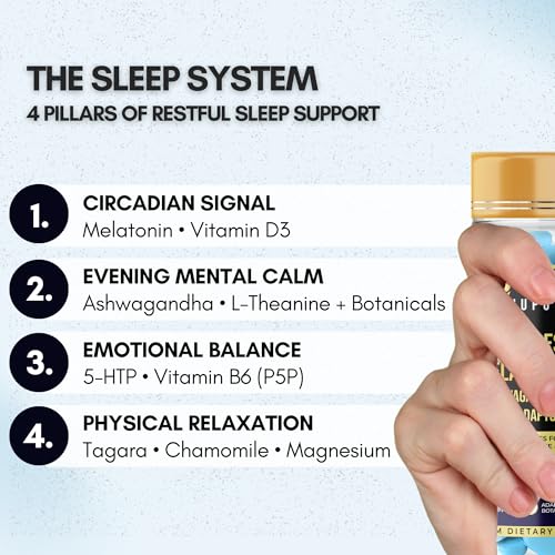 Image of Melatonin 3mg Sleep Tablets | 11 Actives Sleep Supplement with 5-HTP, Ashwagandha, Tagara & L-Theanine | Sleep Cycle & Nighttime Calm Support | Non-Habit Forming | 90 Veg Tablets (90 Days)