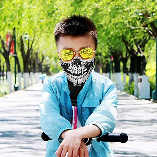 Olarveo 2-Pack Child Outdoor Skull Face Mask, Half Dust-Proof Windproof Motorcycle Bicycle Bike Kids Face Mask For Cycling, Hiking, Camping, Climbing, Fishing, Jogging #TOP6