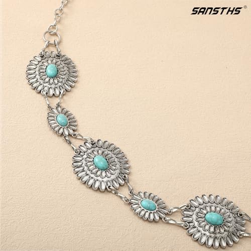 Women Western Metal Chain Belt Cowgirl Waist Chain Belt for Dresses Jeans Concho Gold Chain Hip Belt2