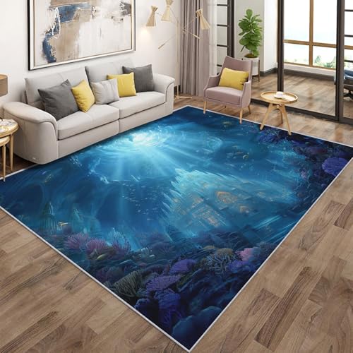 Tapis monde sous-marin lavable en machine et antidérapant - 5