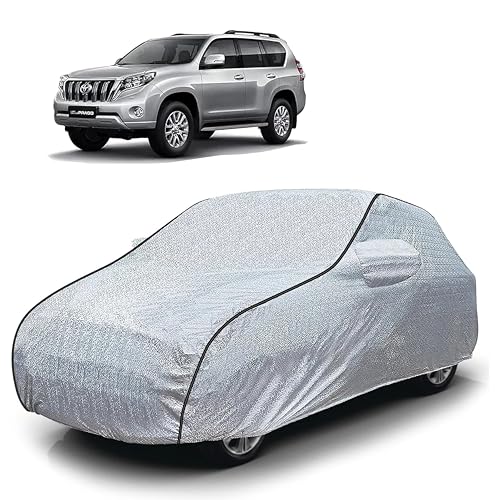 Image of Sulfar 100% Waterproof Car Body Cover Compatible with Mirror for Toyota Prado (Triple Stitched, Full Bottom Elastic, Magic Silver with Black Piping)