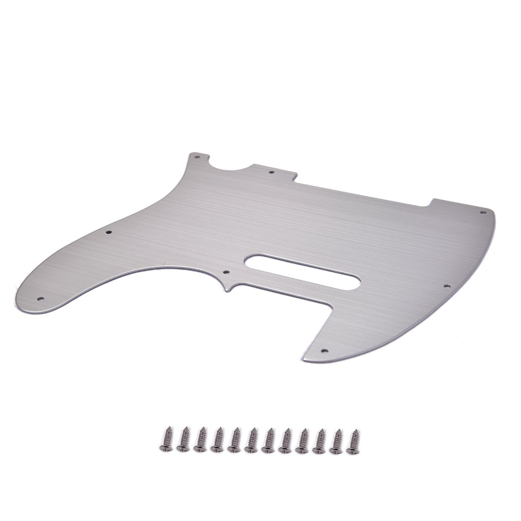 Alnicov Gitaarslagplaat, 8-gats Tele Metalen Gitaarslagplaat Aluminium Krasplaat voor Telecaster Tele TL-stijl Gitaar Zilver
