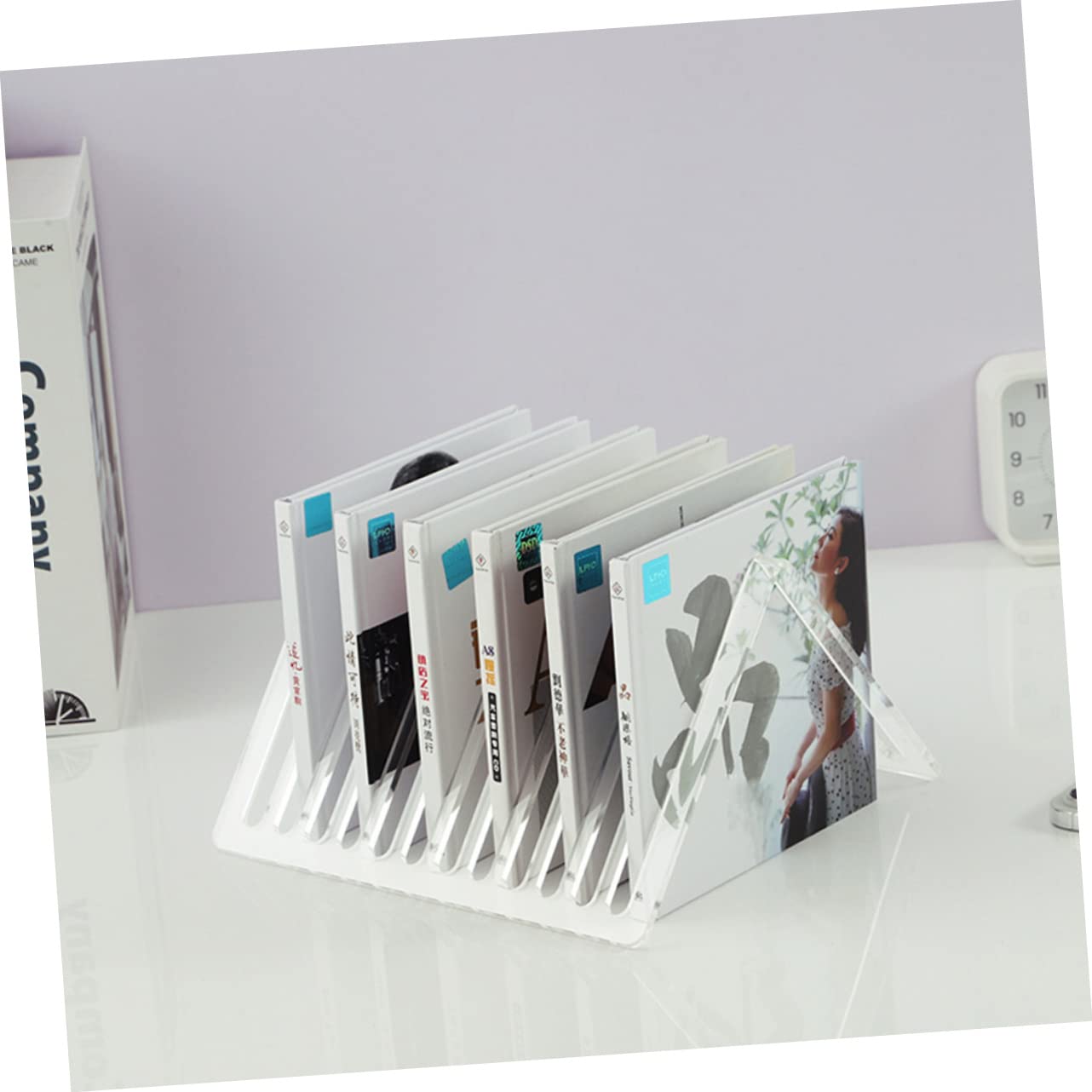 Supporto per Vinili in Acrilico Trasparente Organizer con Slot Multipli per Dischi e Libri CD Stabile e Ufficio Mensola per Vinili