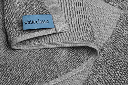 White Classic Resort Collection Soft Bath Towels | 28X55 Luxury Hotel Plush & Absorbent Cotton Bath Towel Large [4 Pack, Smoke Grey] #TOP2