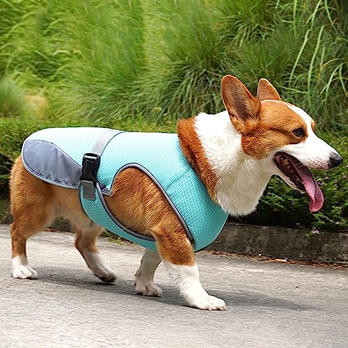 DKDDSSS Hundekühlweste, Atmungsaktiv Sommer Cooler Hundejacke, Hund Kühlweste, Cooler Komfortabler Hundemantel, für Kleine Bis Mittelgroße Hunde Aktivitäten Draußen Training (Blue, L)