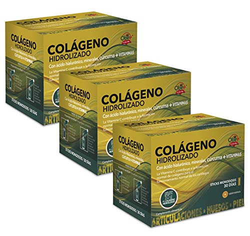Nature Essential | Colágeno Hidrolizado 10 gr. con Ácido Hialurónico, Minerales, cúrcuma y Vitaminas. 30 Stick. (Pack 3 unidades)