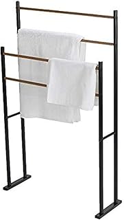 Mind Reader TBAR24-BLK 2 Tier Alone Bathroom Rack, Drying Stand, Towel Valet Holder, Metal, Black 4 Bar