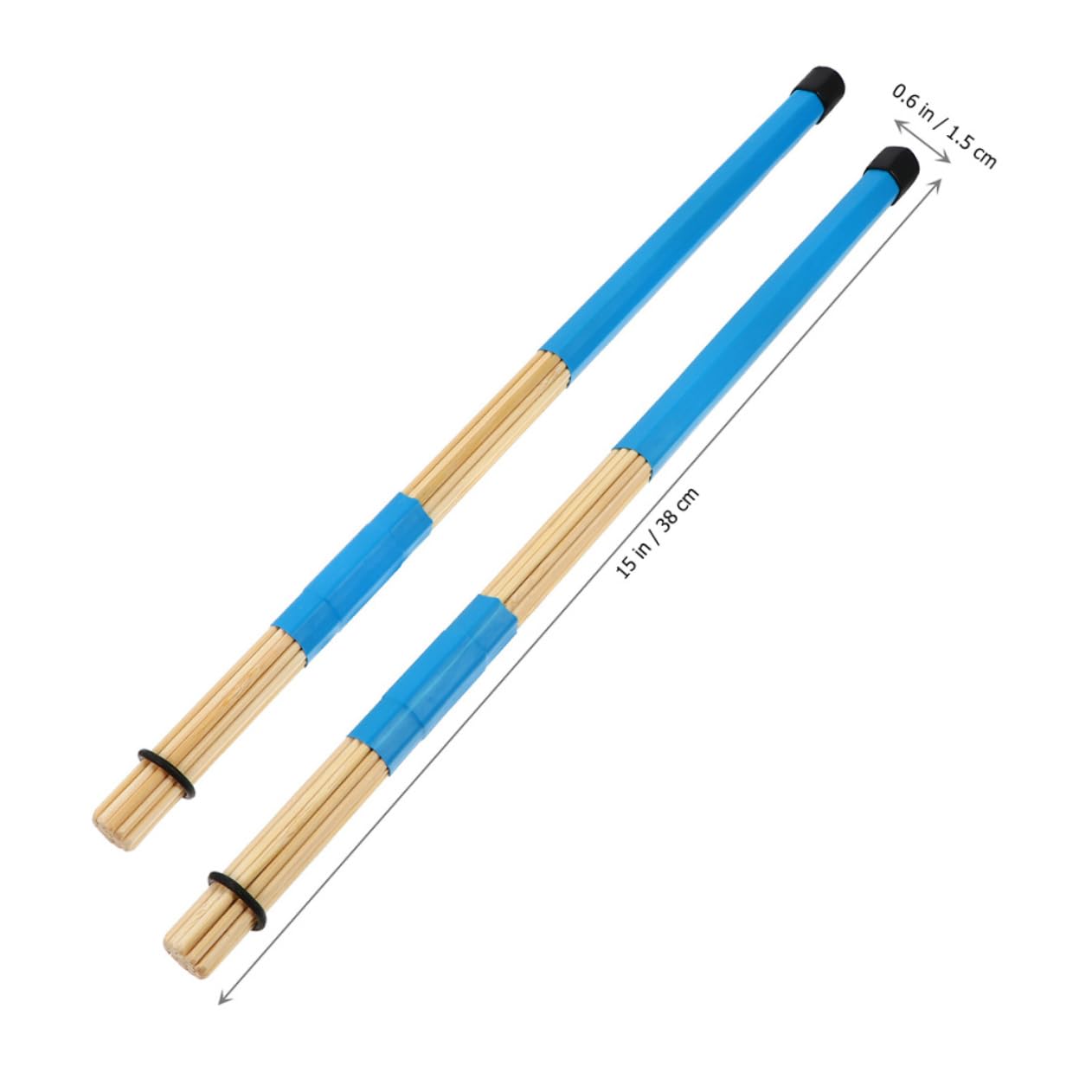 BESTonZON Balais de Batterie en Bois 19 Brins, Lot de 3 Paires Bleu, Baguettes pour Percussion, Accessoires pour Batterie, Balai de Tambour pour Étudiants et Débutants, Outil Léger