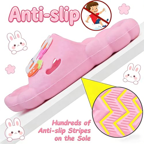 Image of Bunny Kids slides, Girls Slides Non-slip Summer Beach Pool Shoes Toddler Cartoon Slide Sandals Indoor& Outdoor Garden Slippers Shower Shoes