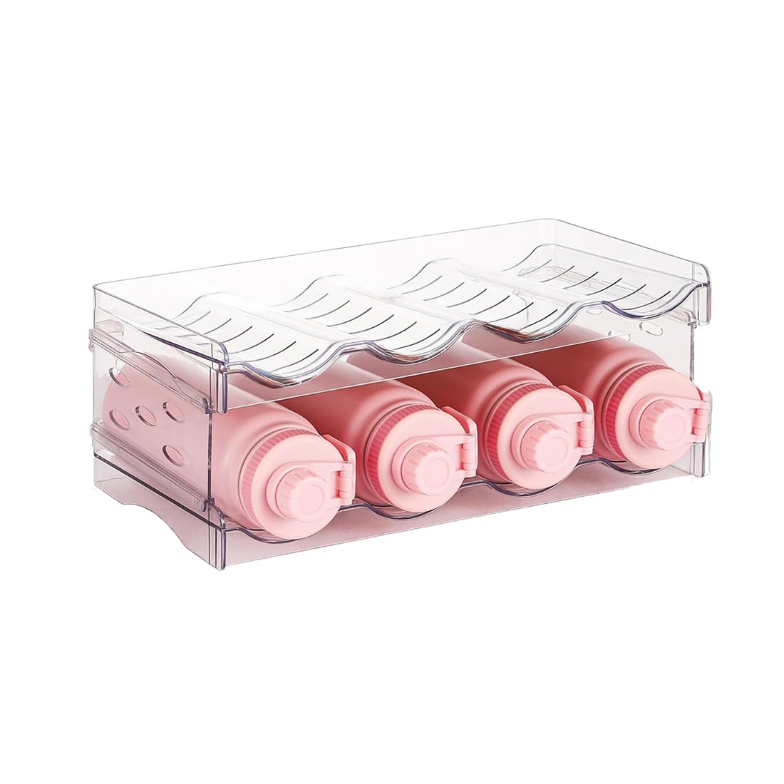 XIANTIAN Stackable Water Bottle Organiser,Wine Rack, Cupboard Organiser,Plastic Bottle Holder, Holds 8Bottles (2