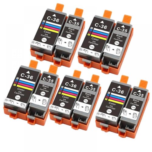 Cartouche d'encre PGI 35 CLI 36 compatible Canon IP100 IP110 TR150 en lot de 5 packs complets