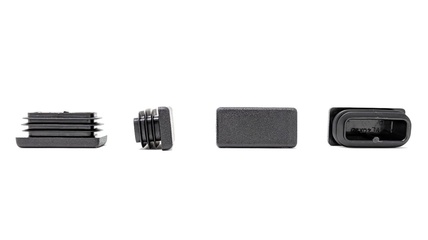 Keay Vital Parts Black 40X20mm Rectangle Ribbed Plastic Insert Plugs End Caps Made In Germany (Pack Of 24, See Second Image For Dimensions).